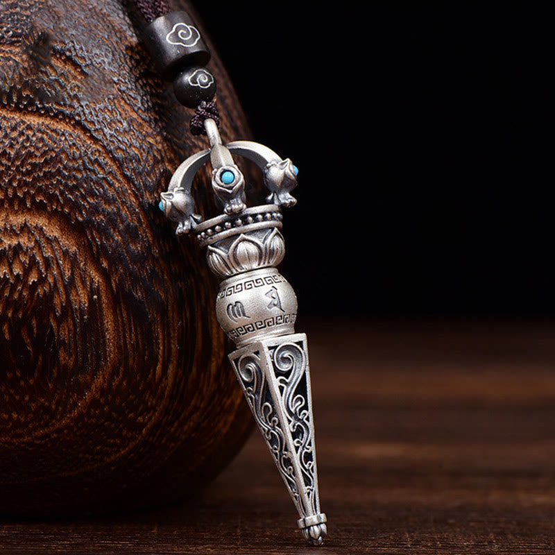 Collier Om Mani Padme Hum avec Dorje Vajra Tibétain en Cuivre