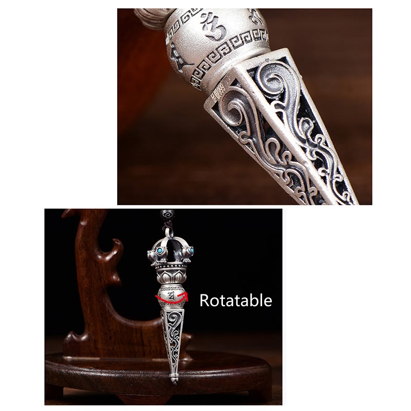 Collier Om Mani Padme Hum avec Dorje Vajra Tibétain en Cuivre