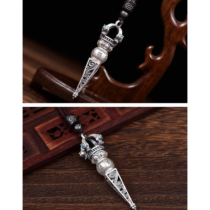 Collier Om Mani Padme Hum avec Dorje Vajra Tibétain en Cuivre