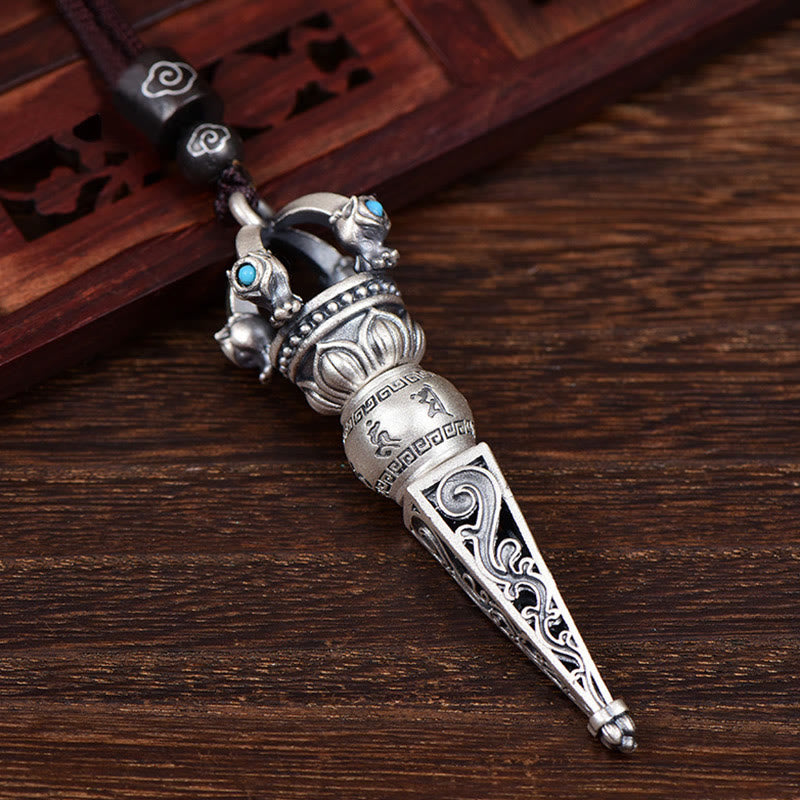 Collier Om Mani Padme Hum avec Dorje Vajra Tibétain en Cuivre