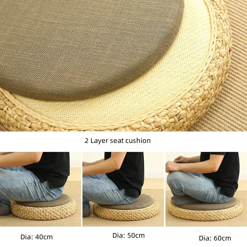 Coussin “TatamiSerenity” en Paille Naturelle – Assise Sol & Méditation Zen