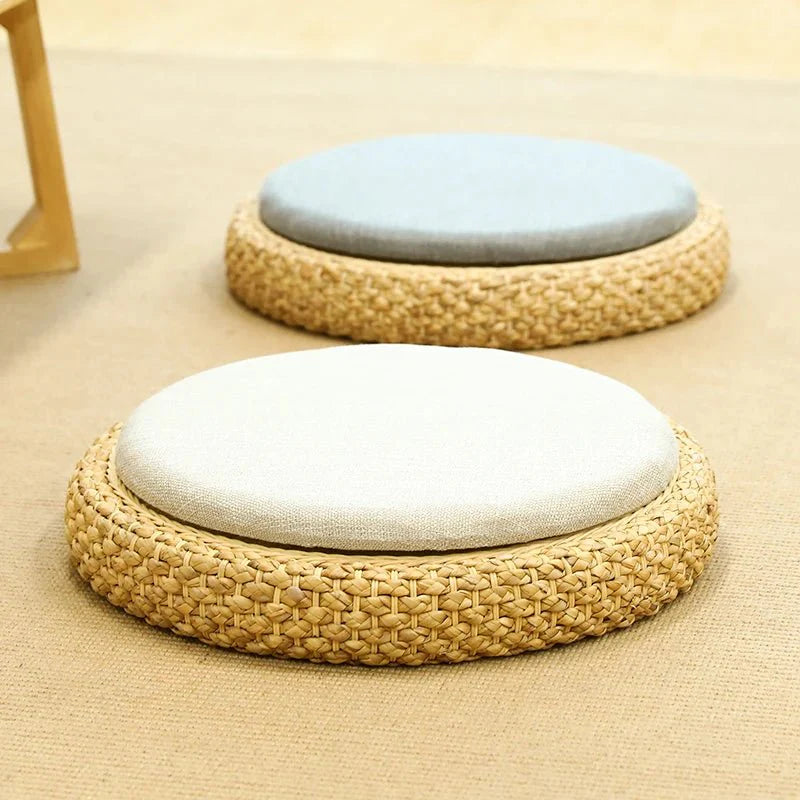 Coussin “TatamiSerenity” en Paille Naturelle – Assise Sol & Méditation Zen