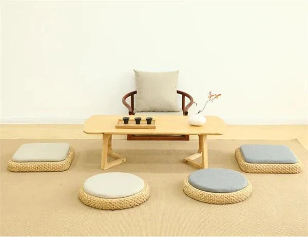 Coussin “TatamiSerenity” en Paille Naturelle – Assise Sol & Méditation Zen