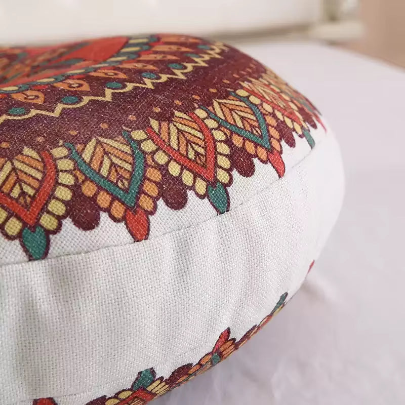 Zafu Méditation Bohème – Coussin Multicolore Imprimé, Confort & Stabilité