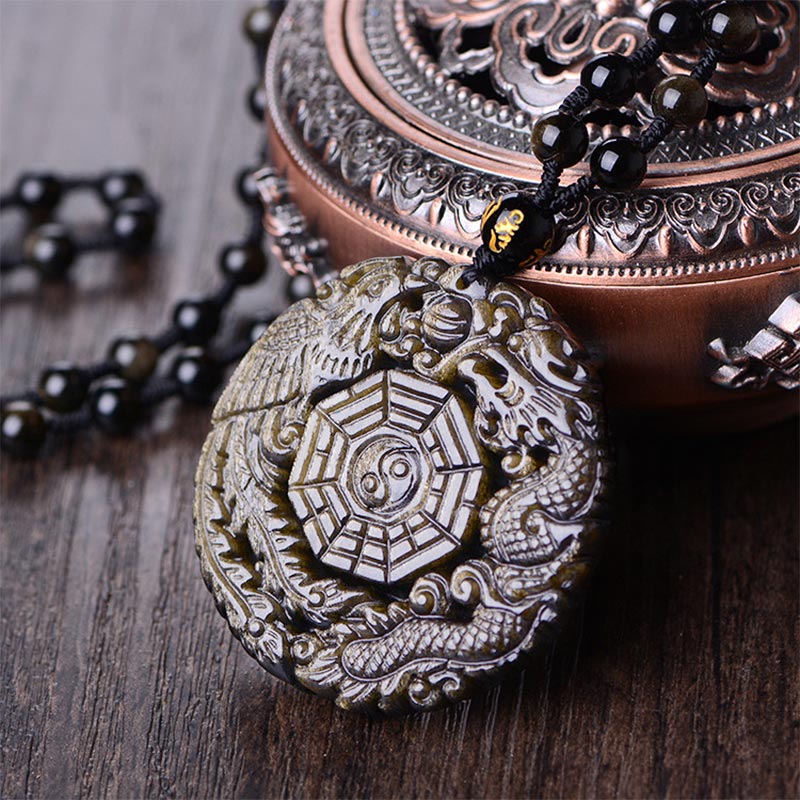 Collier Yin Yang en Obsidienne Dorée Naturelle