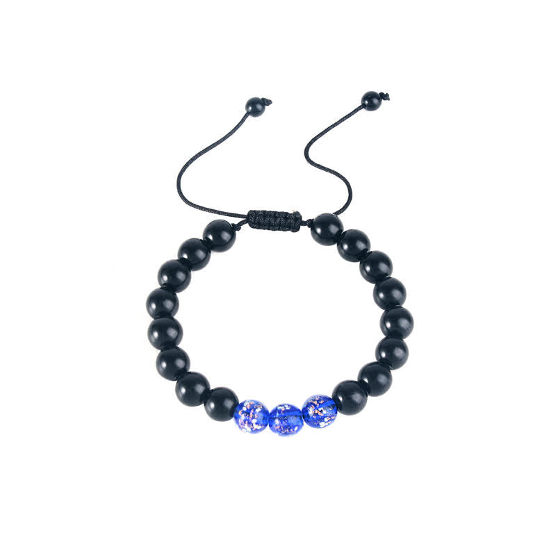 Bracelet Force en Obsidienne Noire 10 mm & Pierre Lumineuse | Protection & Ancrage