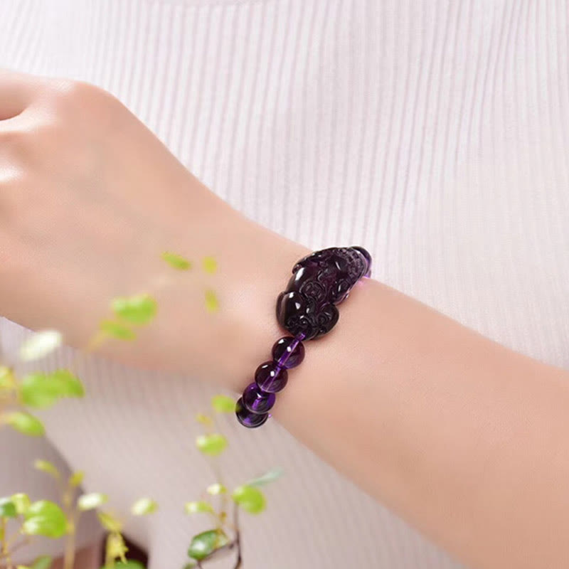 Bracelet Améthyste & Pi Xiu – Perles 10 / 12 / 14 mm