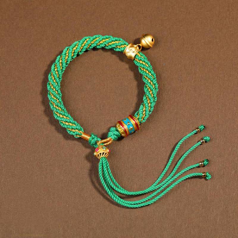 Bracelet de Prière Tibétain Thangka en Fil Rouge, Protection & Chance