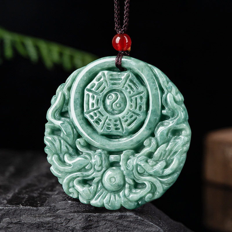 Collier Dragon Yin Yang en Jade Naturel