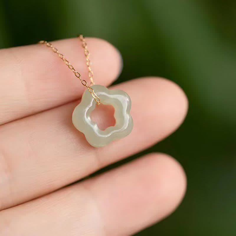 Collier Floral en Jade Hetian ou Jade Cyan Naturel