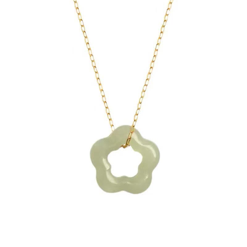 Collier Floral en Jade Hetian ou Jade Cyan Naturel