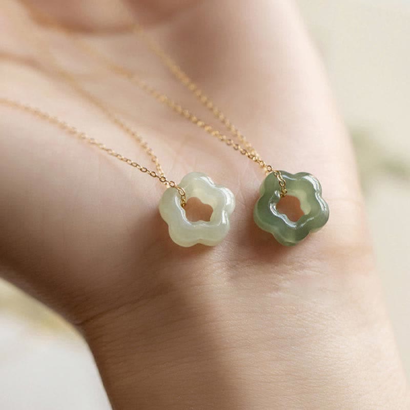 Collier Floral en Jade Hetian ou Jade Cyan Naturel