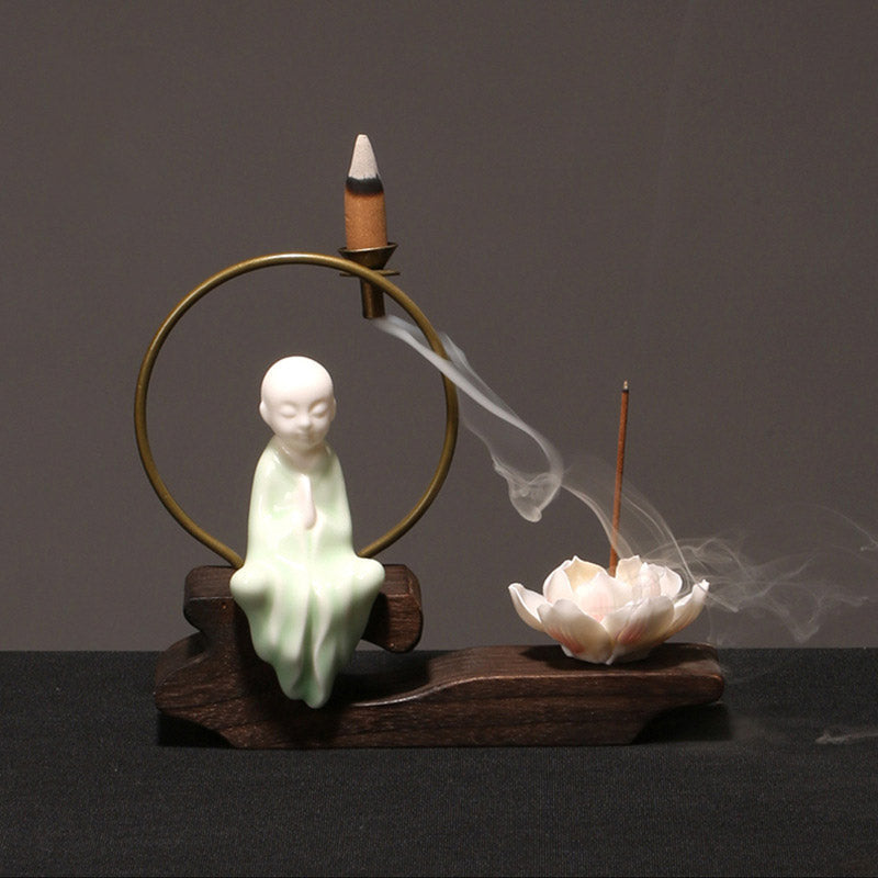 Brûleur d’Encens de Méditation en Céramique Lotus à Reflux