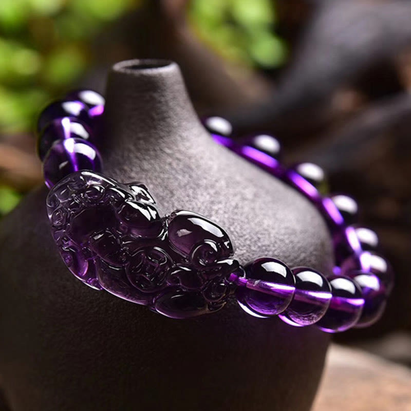 Bracelet Améthyste & Pi Xiu – Perles 10 / 12 / 14 mm