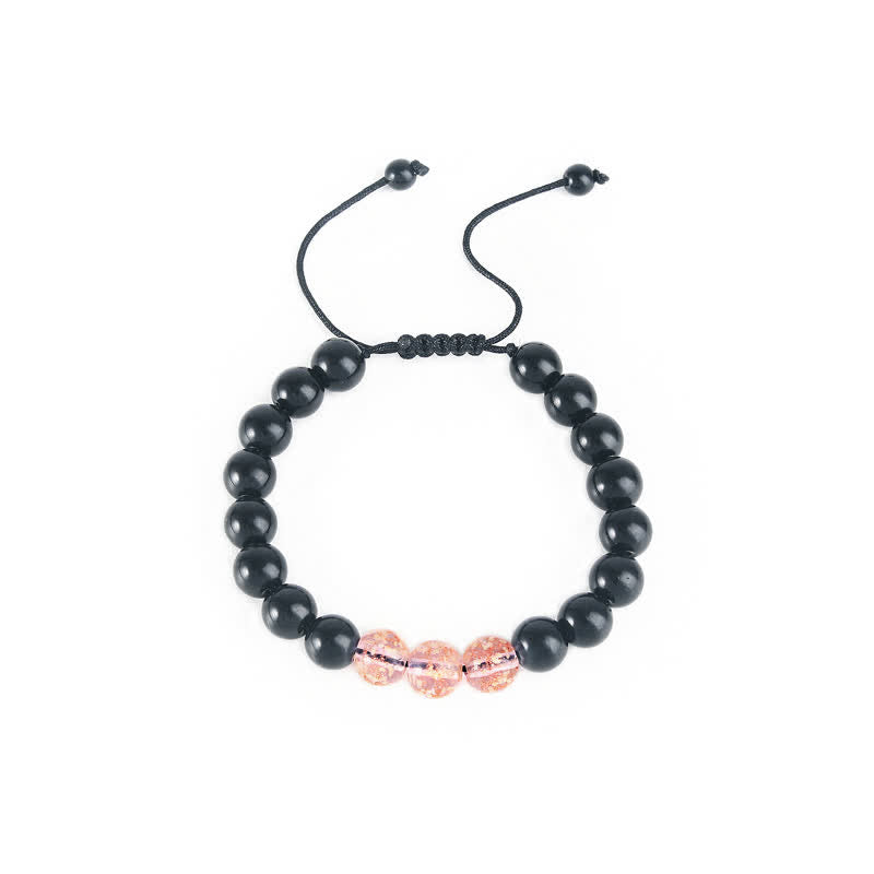 Bracelet Force en Obsidienne Noire 10 mm & Pierre Lumineuse | Protection & Ancrage