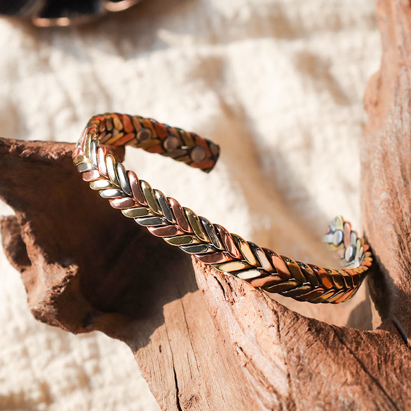 Bracelet Spirituel Ajustable en Cuivre Pur, Manchette Artisanale