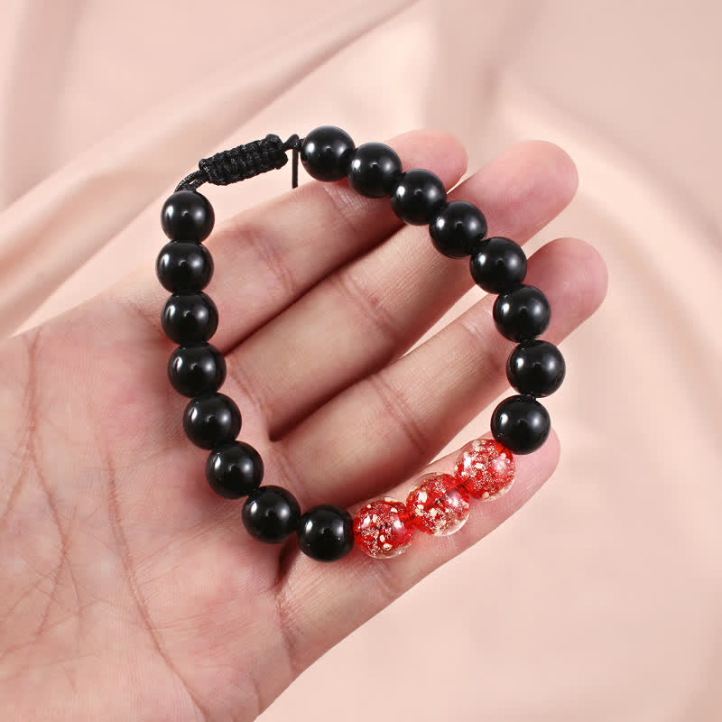 Bracelet Force en Obsidienne Noire 10 mm & Pierre Lumineuse | Protection & Ancrage