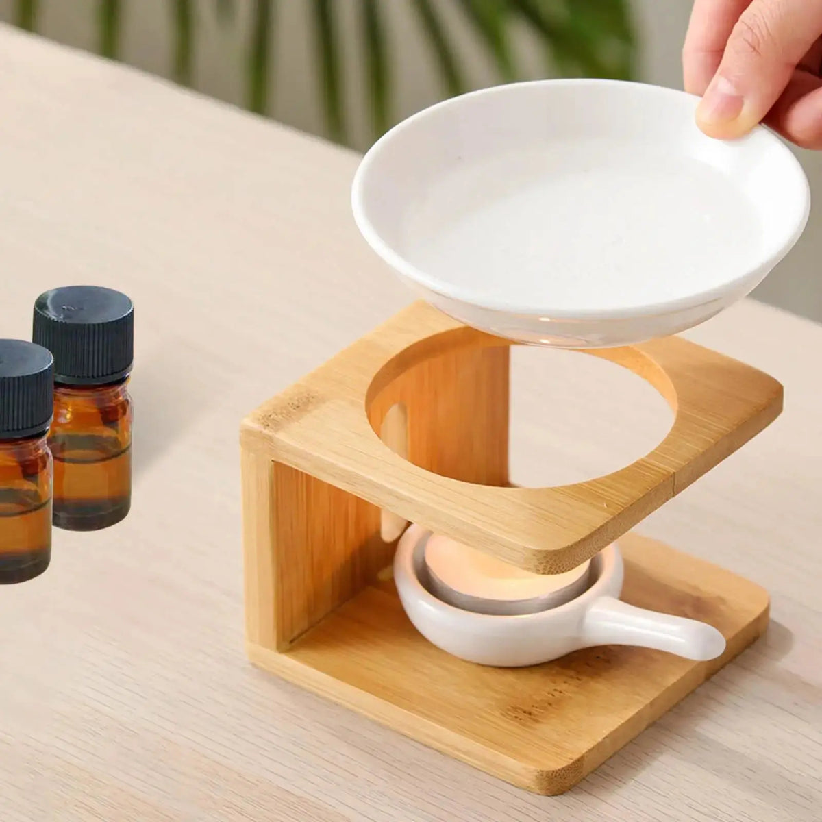 Diffuseur à Chaleur Douce en Bois et Céramique – Élégance Naturelle &amp; Parfum Subtil