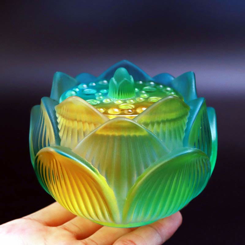 Brûleur d'encens de méditation de guérison en cristal de Lotus Liuli de Buddha Stones