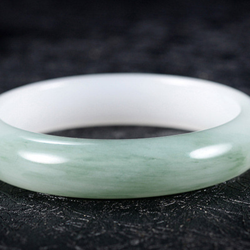 Bracelet Jonc Porte-Bonheur en Jade Naturel Véritable