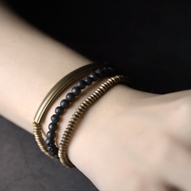 Bracelet en cuivre et Pierres de Lave