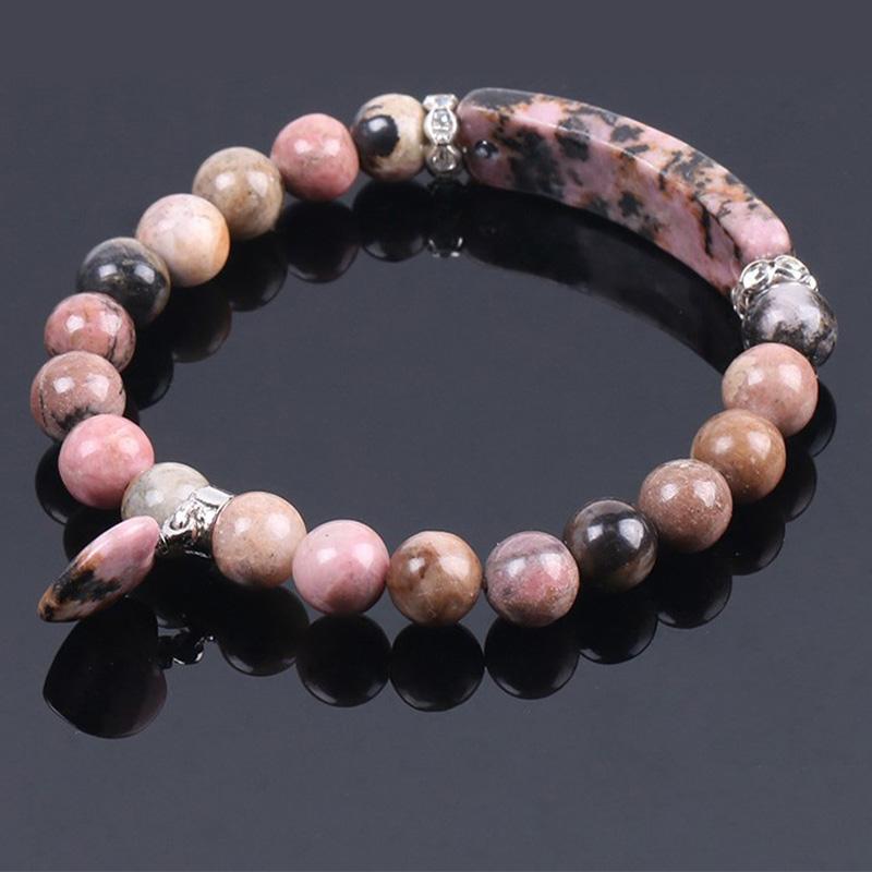 Bracelet en Améthyste Naturelle Forme Cœur 8 mm, Perles Artisanales