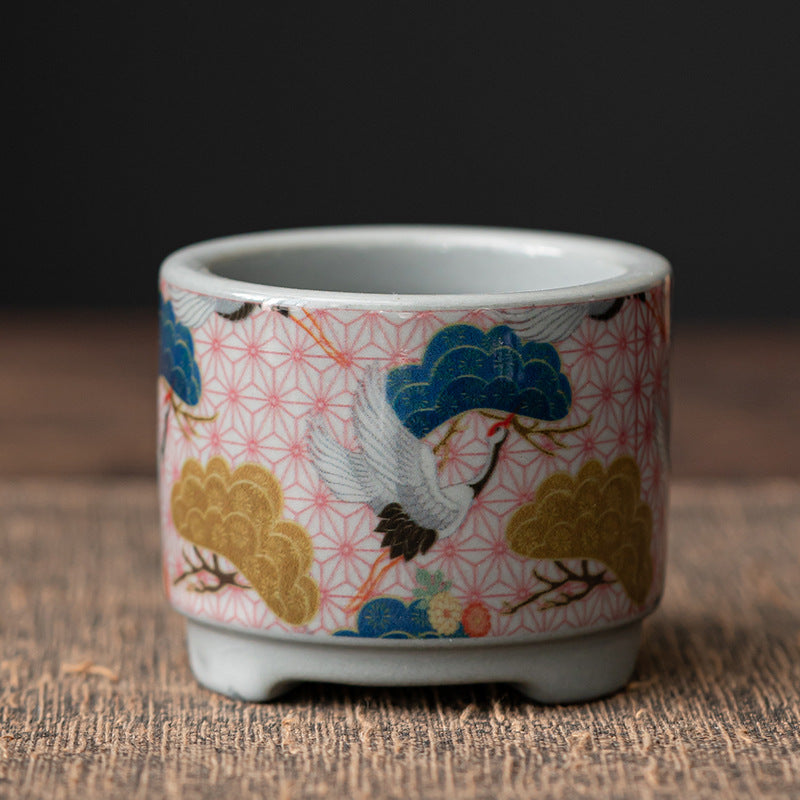 Porte-Encens Zen en Céramique – Série Bateau Lotus & Pêcheur (6 cm)