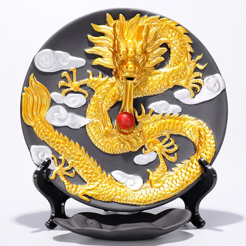 Brûleur d'encens de méditation à fontaine à fumée à refoulement en céramique Dragon