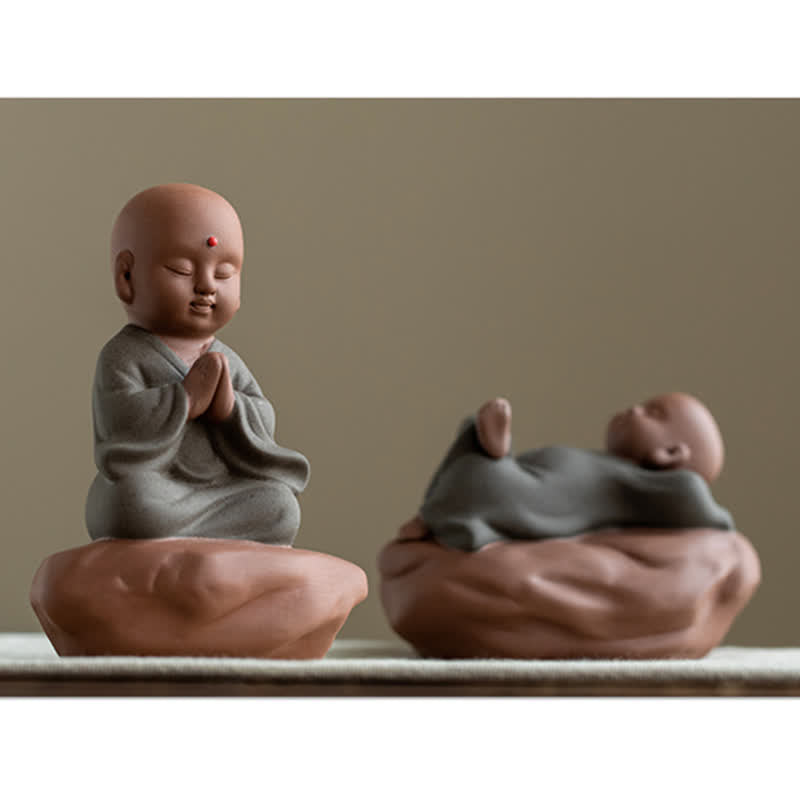 Statue Bouddha en Bois de Pêcher Noir 5,4 cm | Décoration Zen Fleur