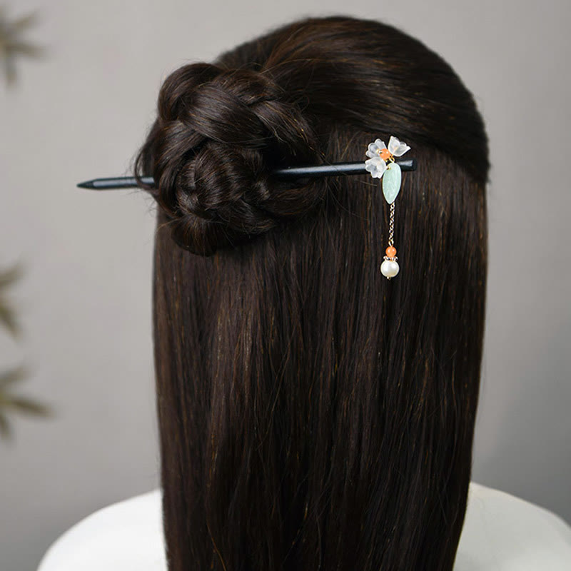 Pic à Cheveux Ébène & Verre Liuli – 19 cm