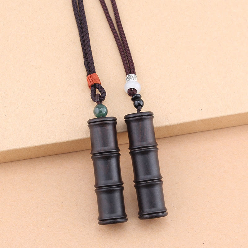 Collier Ghau Tibétain en Bois d’Ébène & Motif Bambou