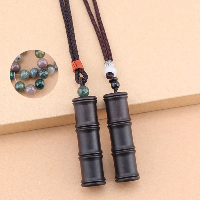 Collier Ghau Tibétain en Bois d’Ébène & Motif Bambou
