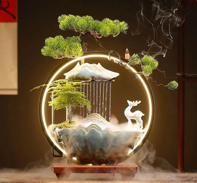 Souffle Clair · Fontaine d’Encens LED Cascade Zen