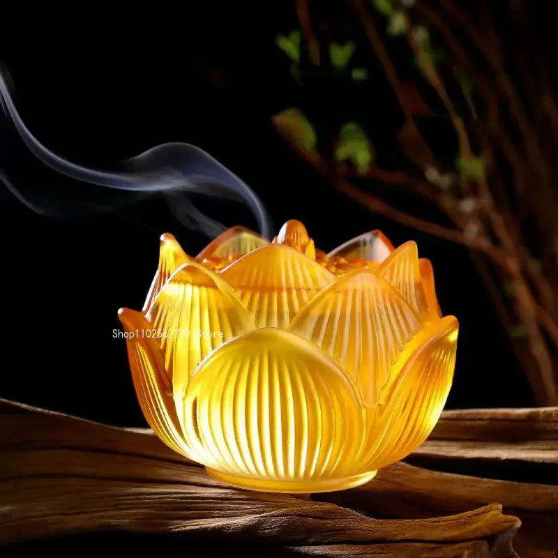 Brûleur d’Encens en Verre Lotus Dégradé, Élégance Lumineuse