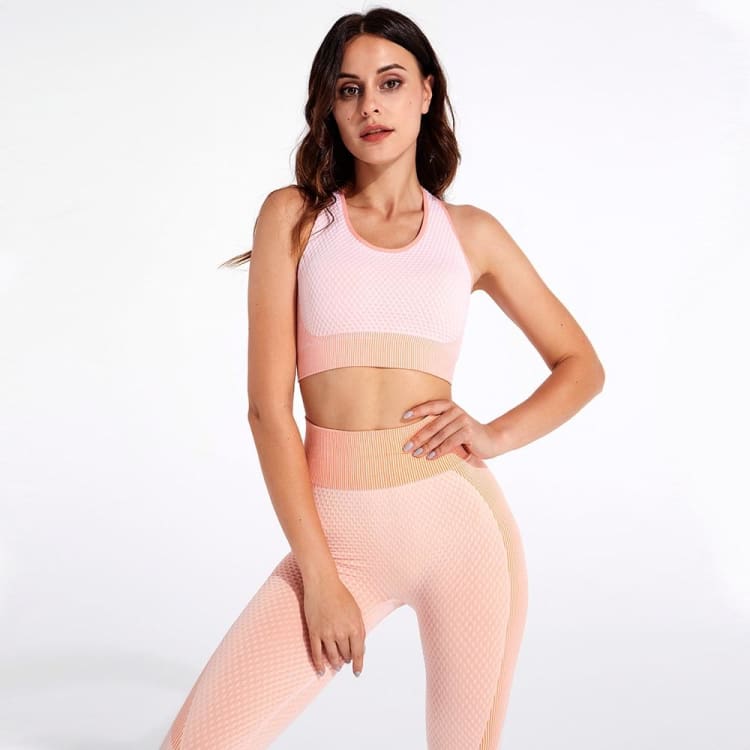 Ensemble de Yoga Sans Coutures en Nylon (Soutien-Gorge, Veste & Legging)