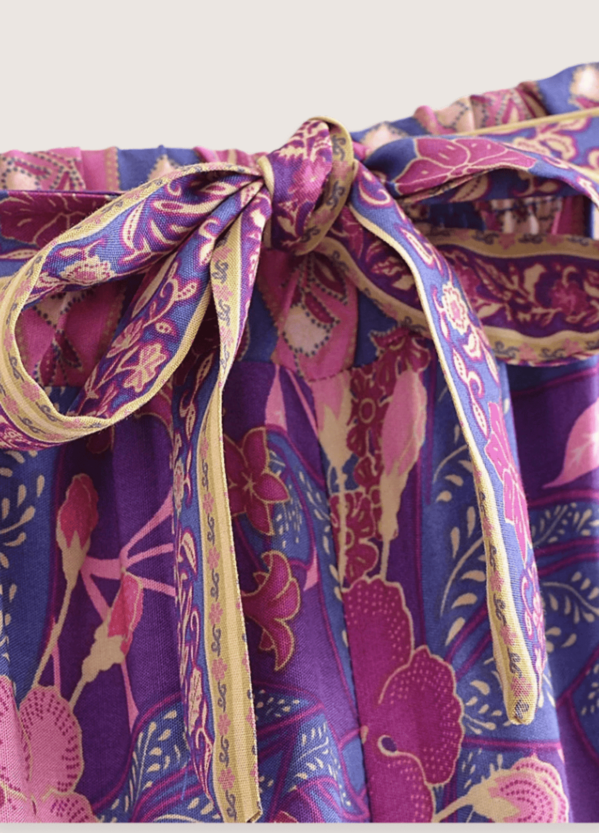 Ensemble kimono femme coton floral violet (veste + pantalon)