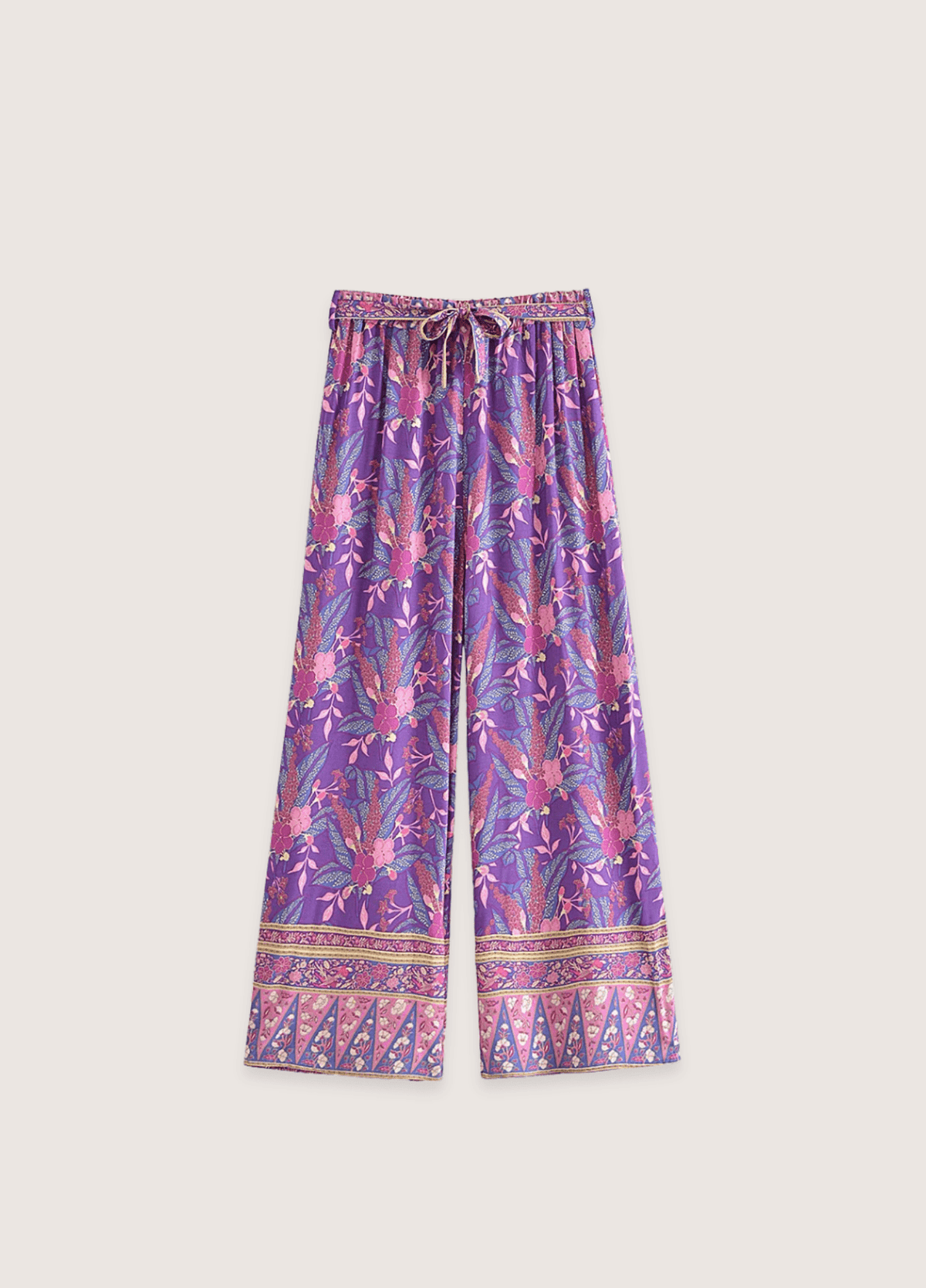 Ensemble kimono femme coton floral violet (veste + pantalon)