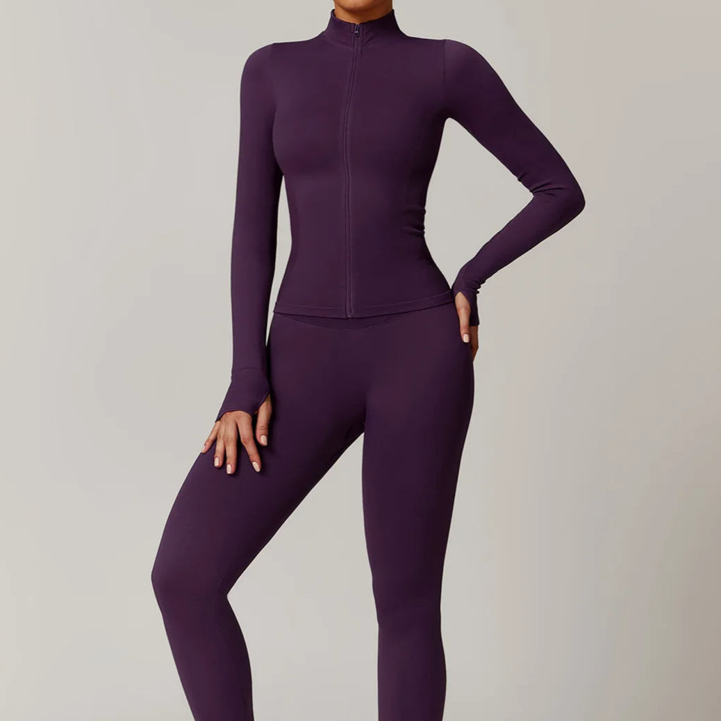 Ensemble Yoga Violet Stretch Confort & Élégance en Nylon & Spandex