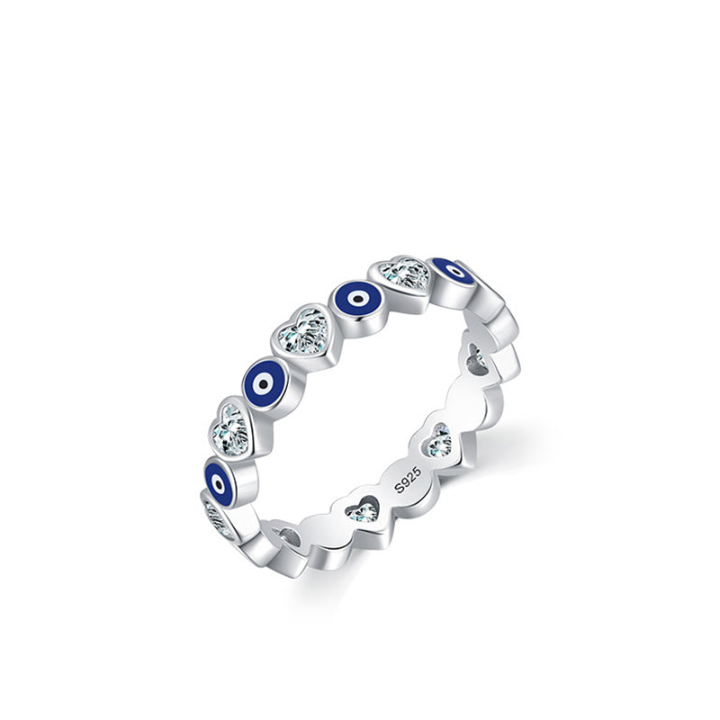 Bague Cœur & Œil Protecteur Argent 925