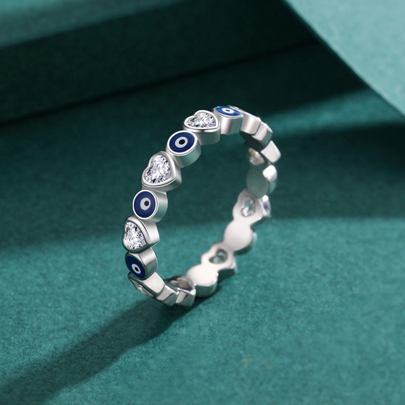 Bague Cœur & Œil Protecteur Argent 925
