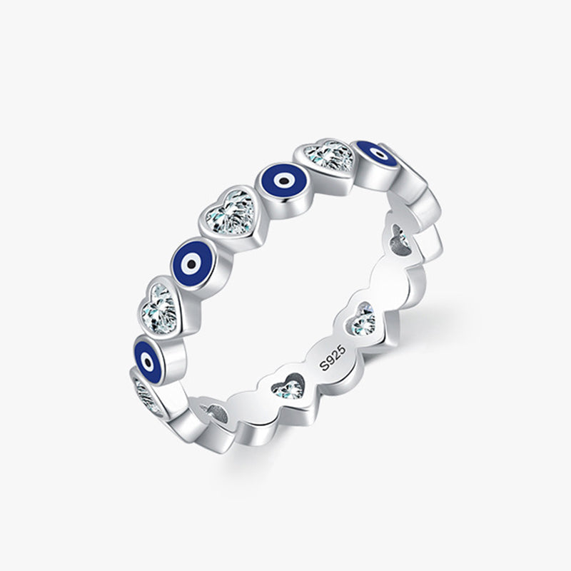 Bague Cœur & Œil Protecteur Argent 925