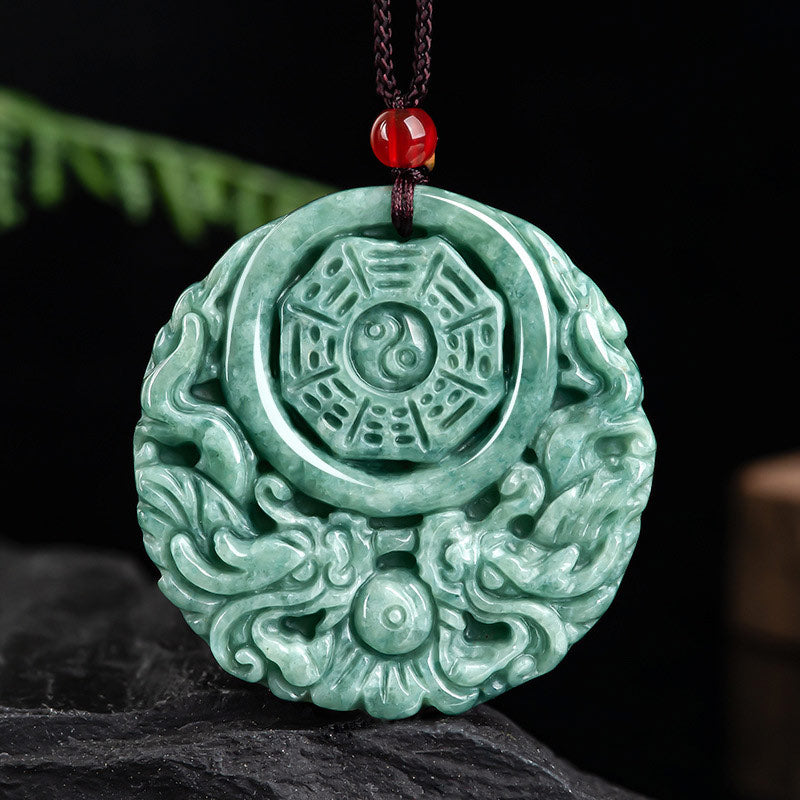Collier Dragon Yin Yang en Jade Naturel