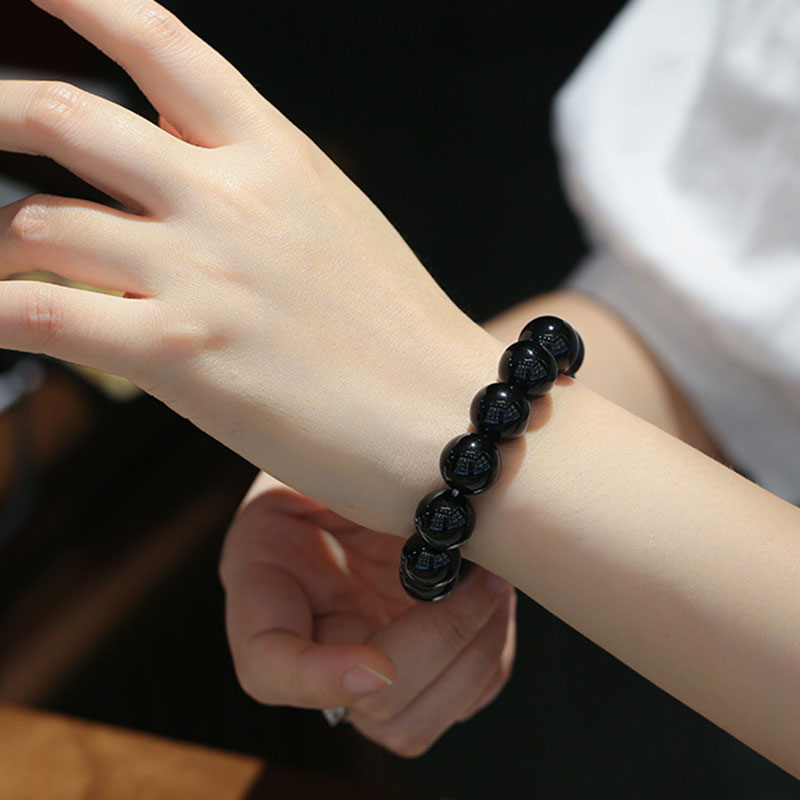 Bracelet de Protection en Onyx Noir Naturel 14 mm | Ancrage & Stabilité Symbolique