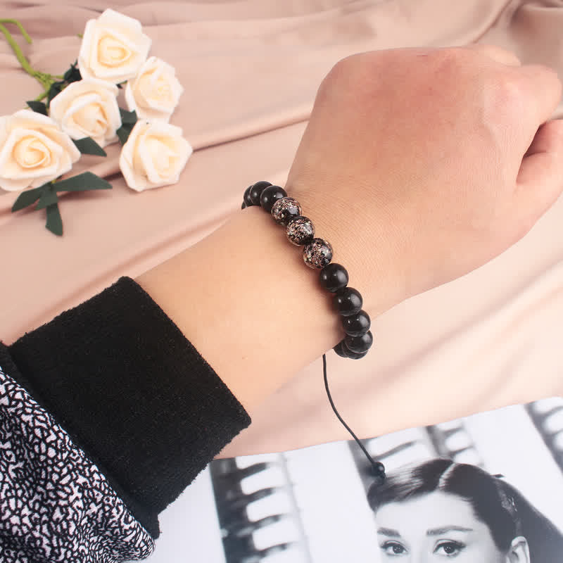 Bracelet Force en Obsidienne Noire 10 mm & Pierre Lumineuse | Protection & Ancrage