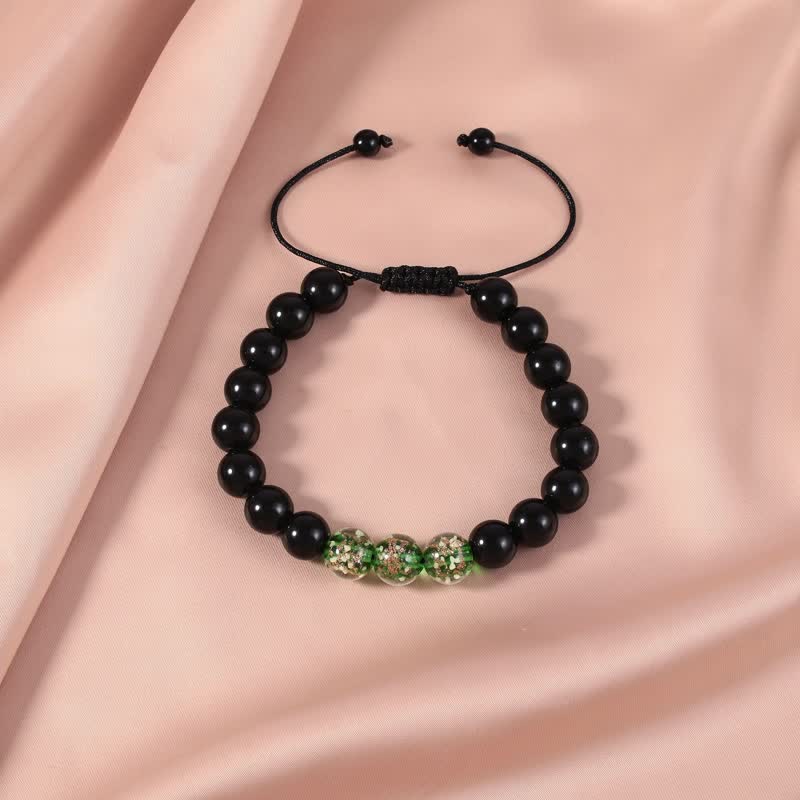 Bracelet Force en Obsidienne Noire 10 mm & Pierre Lumineuse | Protection & Ancrage