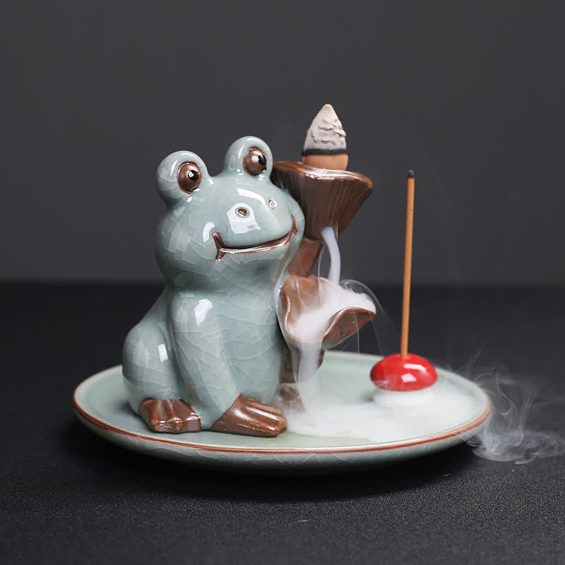 Brûleur d’Encens Céramique Grenouille de Méditation Zen