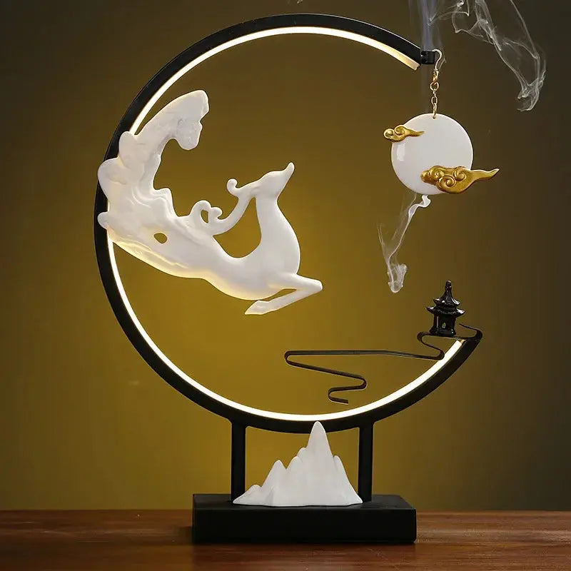 Clair de Silence · Porte-Encens LED Lune & Montagne