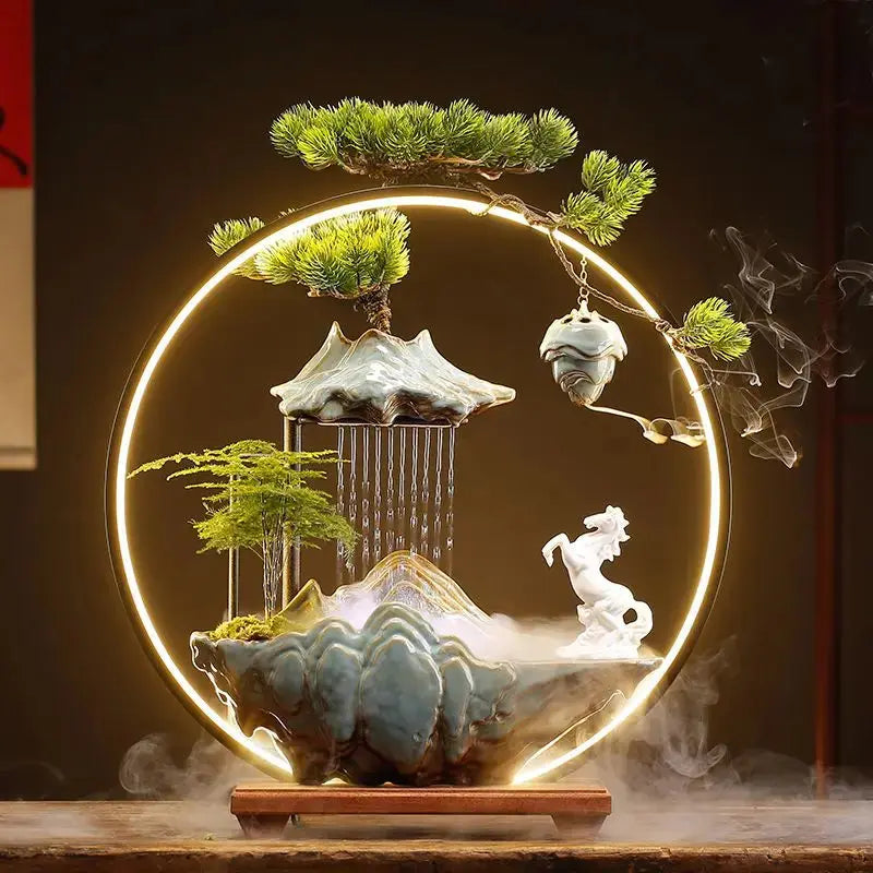 Souffle Clair · Fontaine d’Encens LED Cascade Zen
