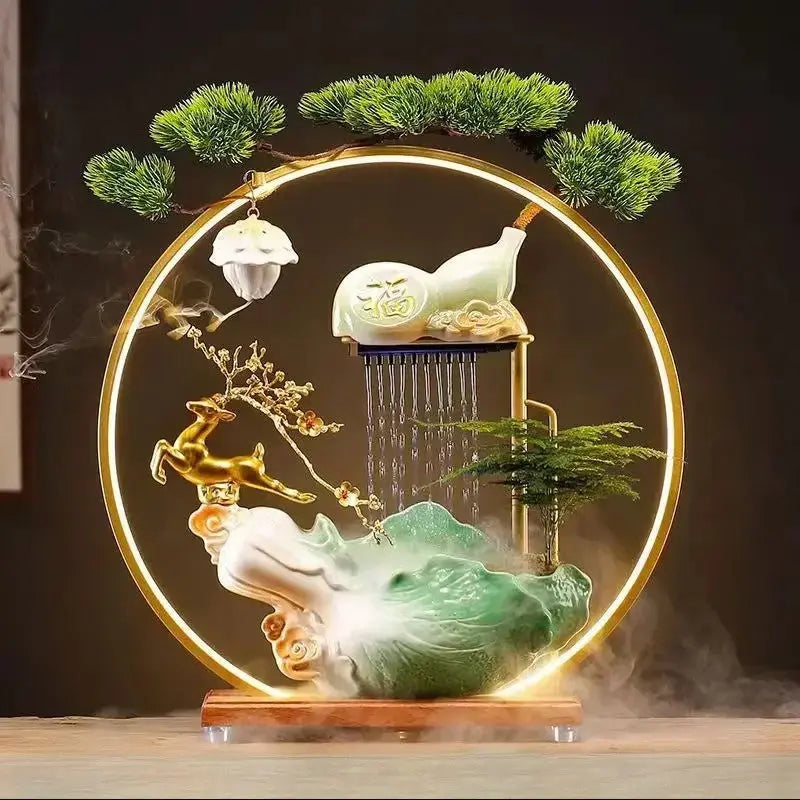 Grâce Dorée · Fontaine d’Encens LED au Cerf