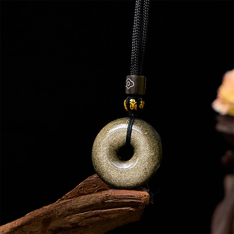 Collier Boucle de Paix en Obsidienne Dorée Naturelle